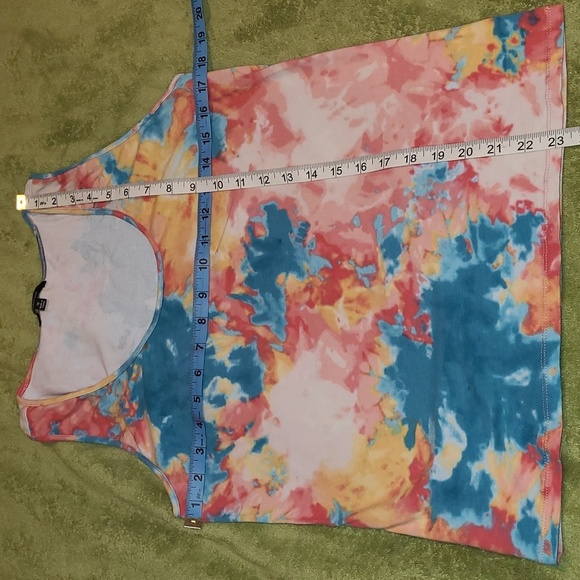 Ambiance Womens Plus Tye Dye Light Blue Pink Red Orange Yellow 95% Cotton SZ 1X - Picture 3 of 7